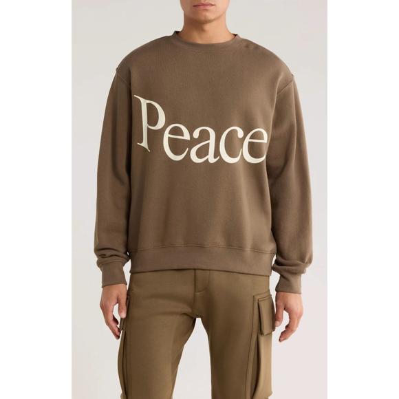 NEW MUSEUM OF PEACE & QUIET jumbo wordmark cotton fleece crewneck sweatshirt in
